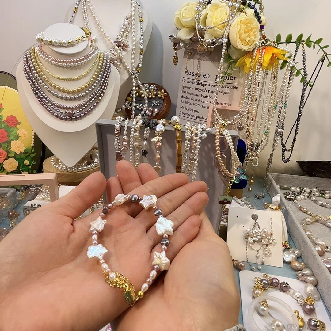 银S925镶嵌淡水珍珠颈饰