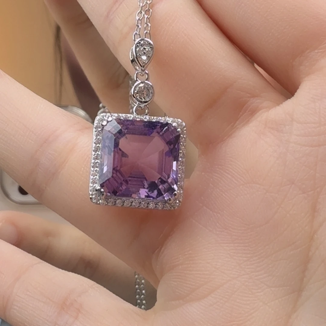银S925镶嵌紫晶颈饰