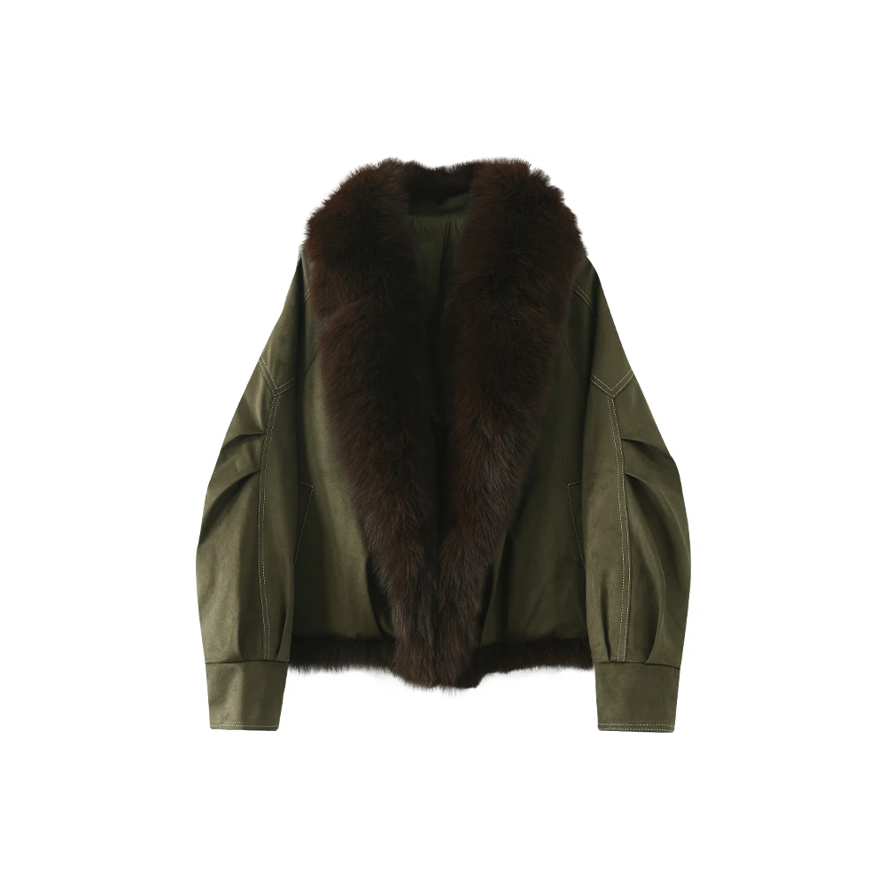 冬季时尚气质狐狸毛鸭绒加厚羽绒外套2519