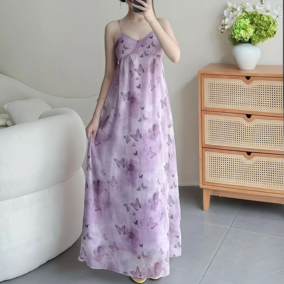 半枫荷夏季新款【蕙风吊带裙】带胸垫碎花A字裙少女气质宽松吊带裙