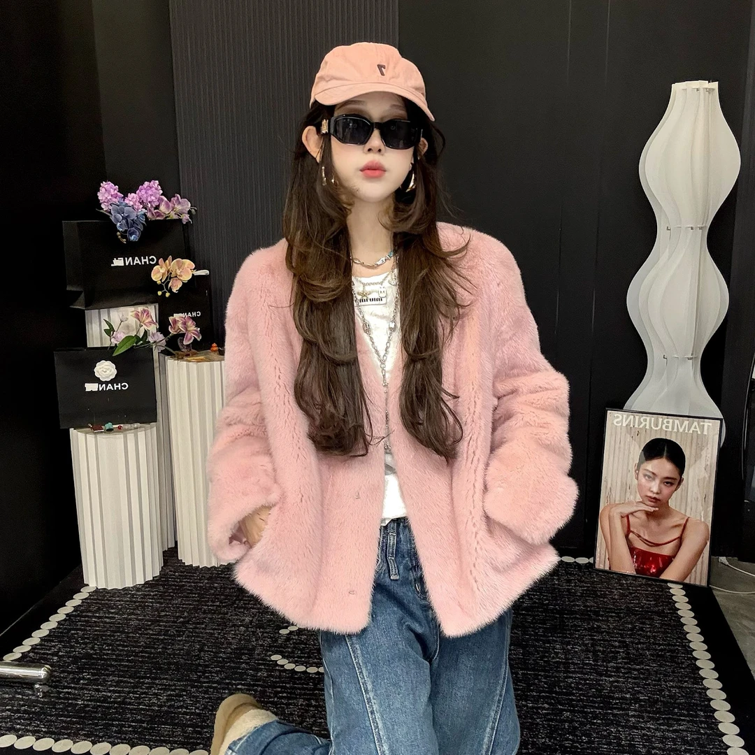 【心动涩谷】秋冬女士高级休闲时尚轻奢设计师款水貂外套——66-651