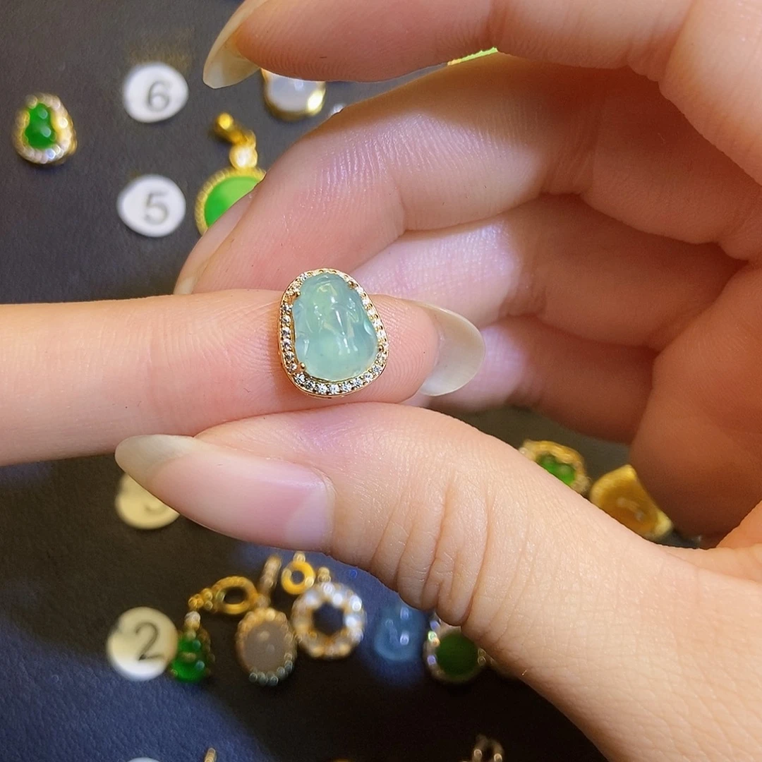 翡翠银S925镶嵌吊坠(不含链)
