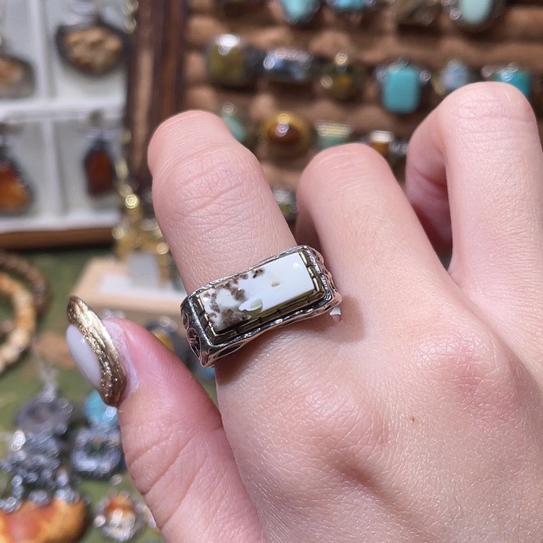 琥珀银S925镶嵌戒指