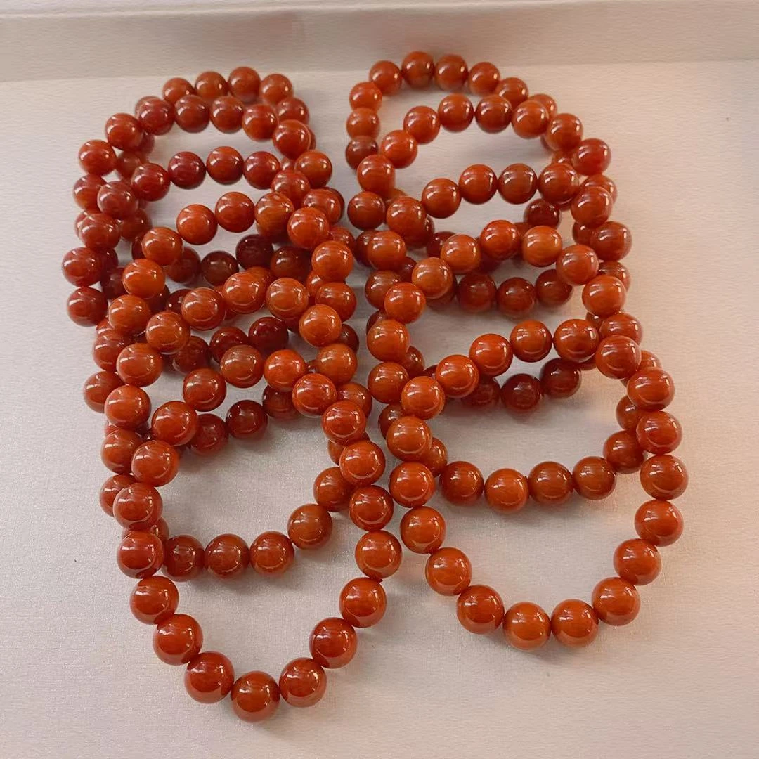 瓦西 10mm柿子红辣椒红南红单圈手串多样性发一