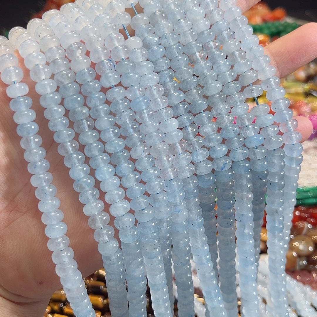 玛瑙/玉髓未镶嵌珠宝半成品海蓝宝算盘8mm两条