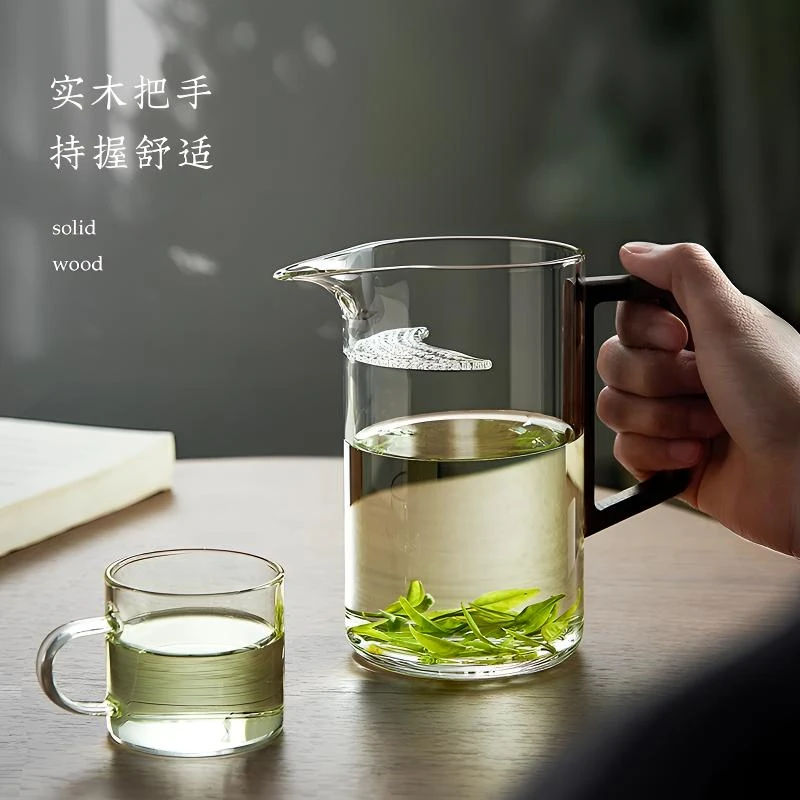 耐热玻璃月牙过滤一体公道杯大容量玻璃茶杯泡茶具分茶器公道杯