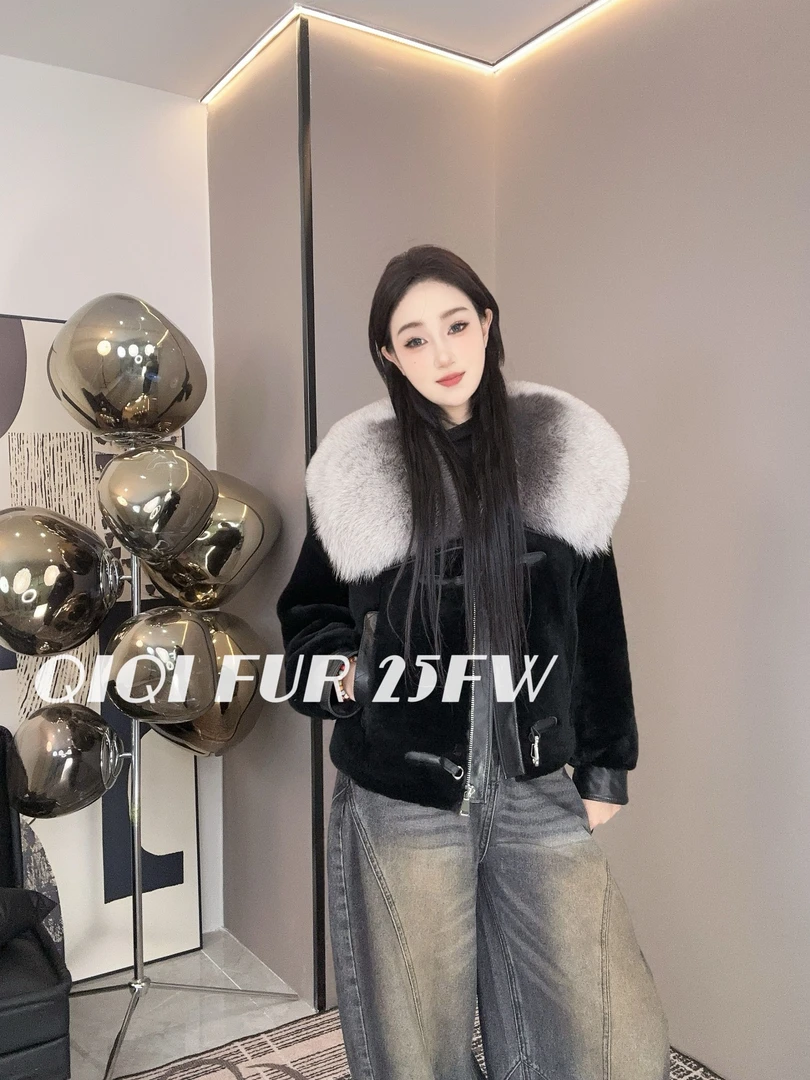 【琪琪推荐】XIASIQING|25FW 2565 新款时尚狐狸毛皮毛一体外套