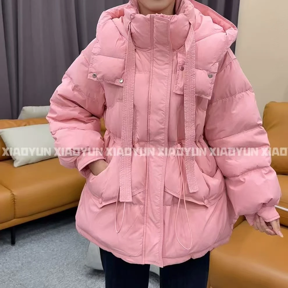 抽绳连帽羽绒服 小允姐姐2025新款时尚气质高级抽绳连帽羽绒服