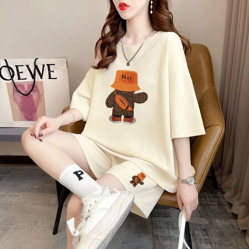 2025夏季新款小个子显瘦时尚跑步休闲运动服套装女短袖短裤两件套