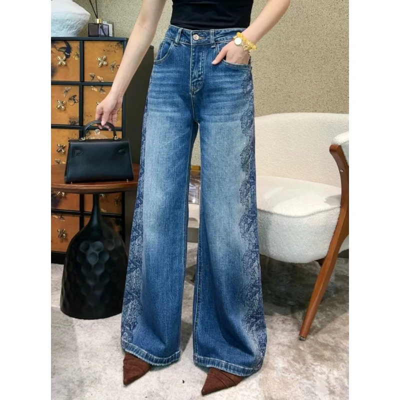 2025春季新款女装黑色高腰显瘦牛仔裤女宽松直筒裤