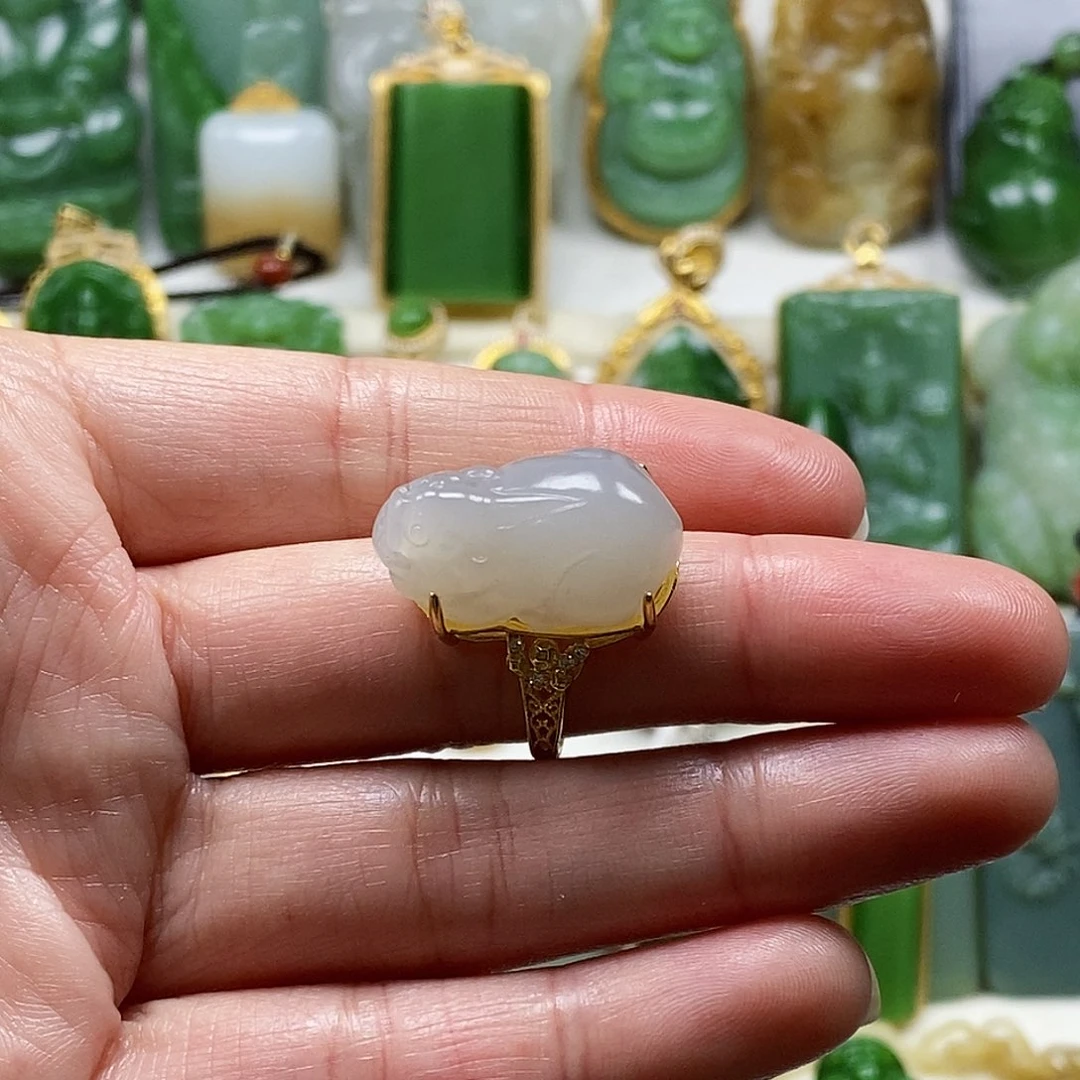 和田玉颈饰银S925镶嵌