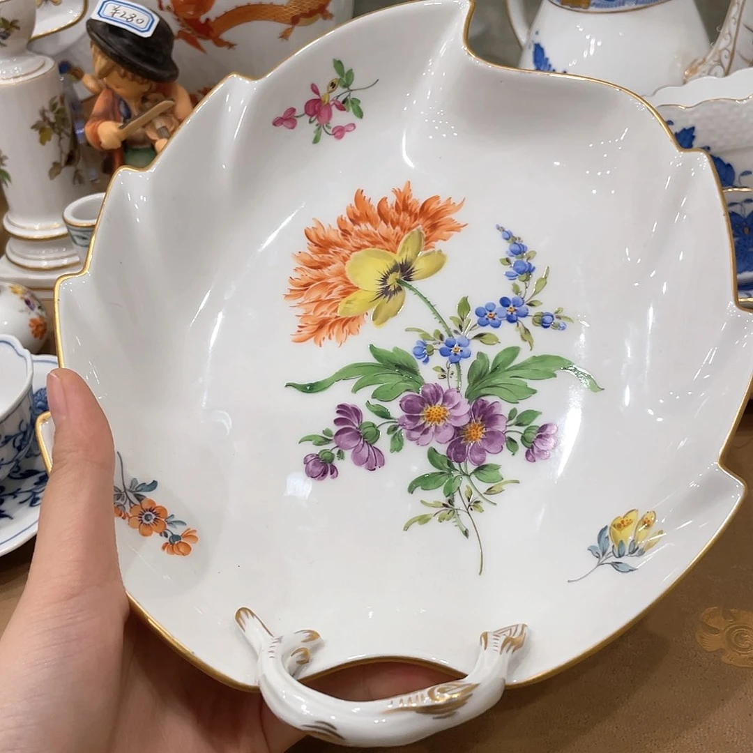 瓷片中古画师自留叶子盘