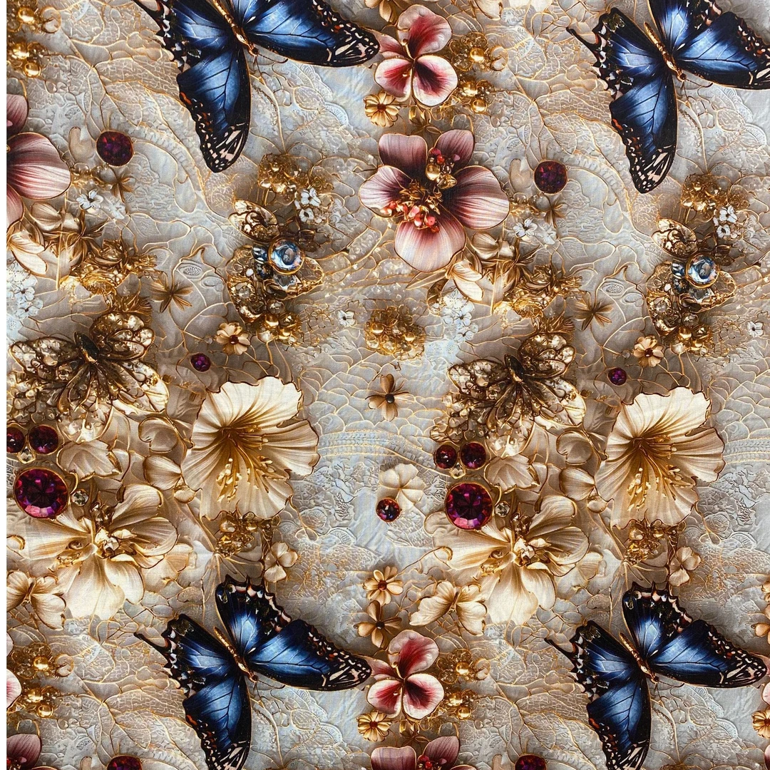 【蝶舞缤纷】精品棉绸布料