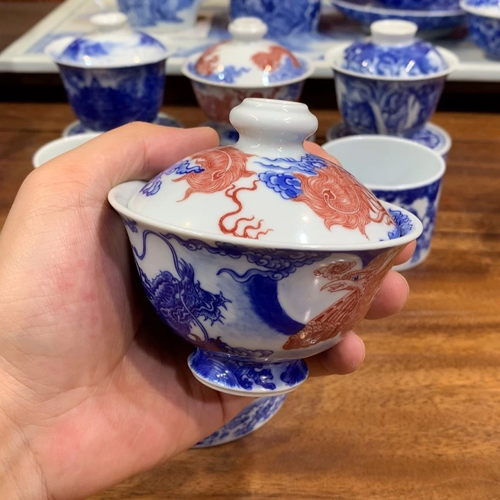 自成堂柴窑 青花釉里红