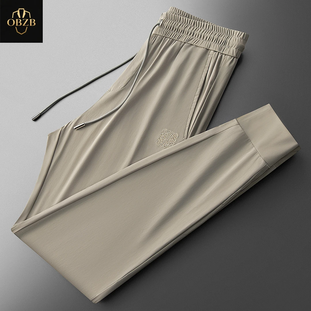 夏季轻薄冰丝速干抗皱运动裤男士高端凉感小脚卫裤时尚休闲裤男款