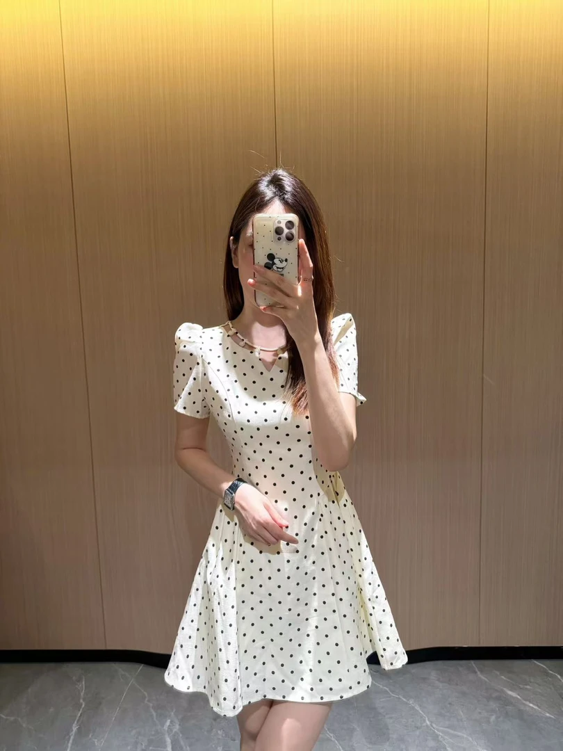 【DL高端定制】独特超好看波点收腰连衣裙8732