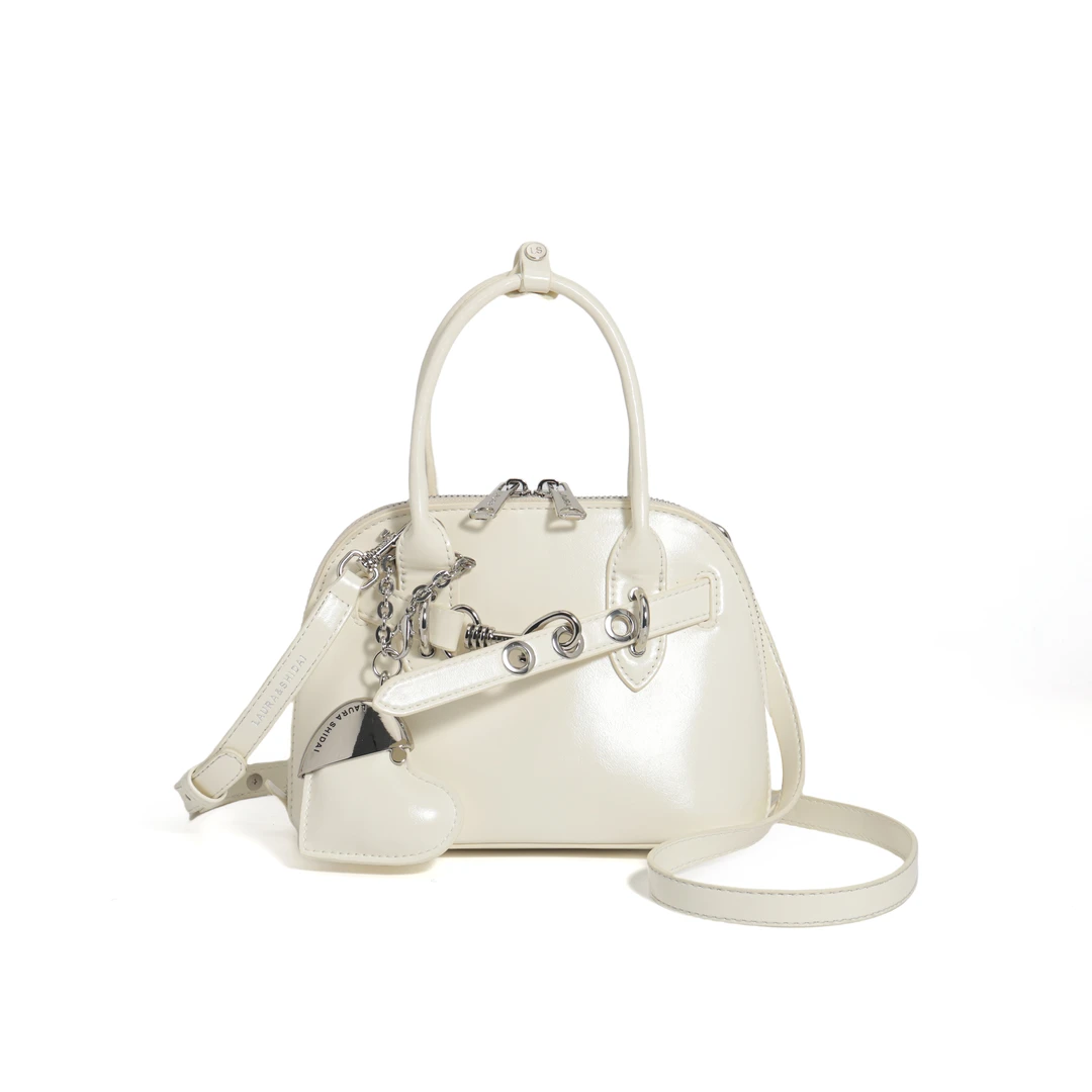 早春新款轻奢小众设计爱心贝壳包手提单肩斜挎女包包HB-5292 白