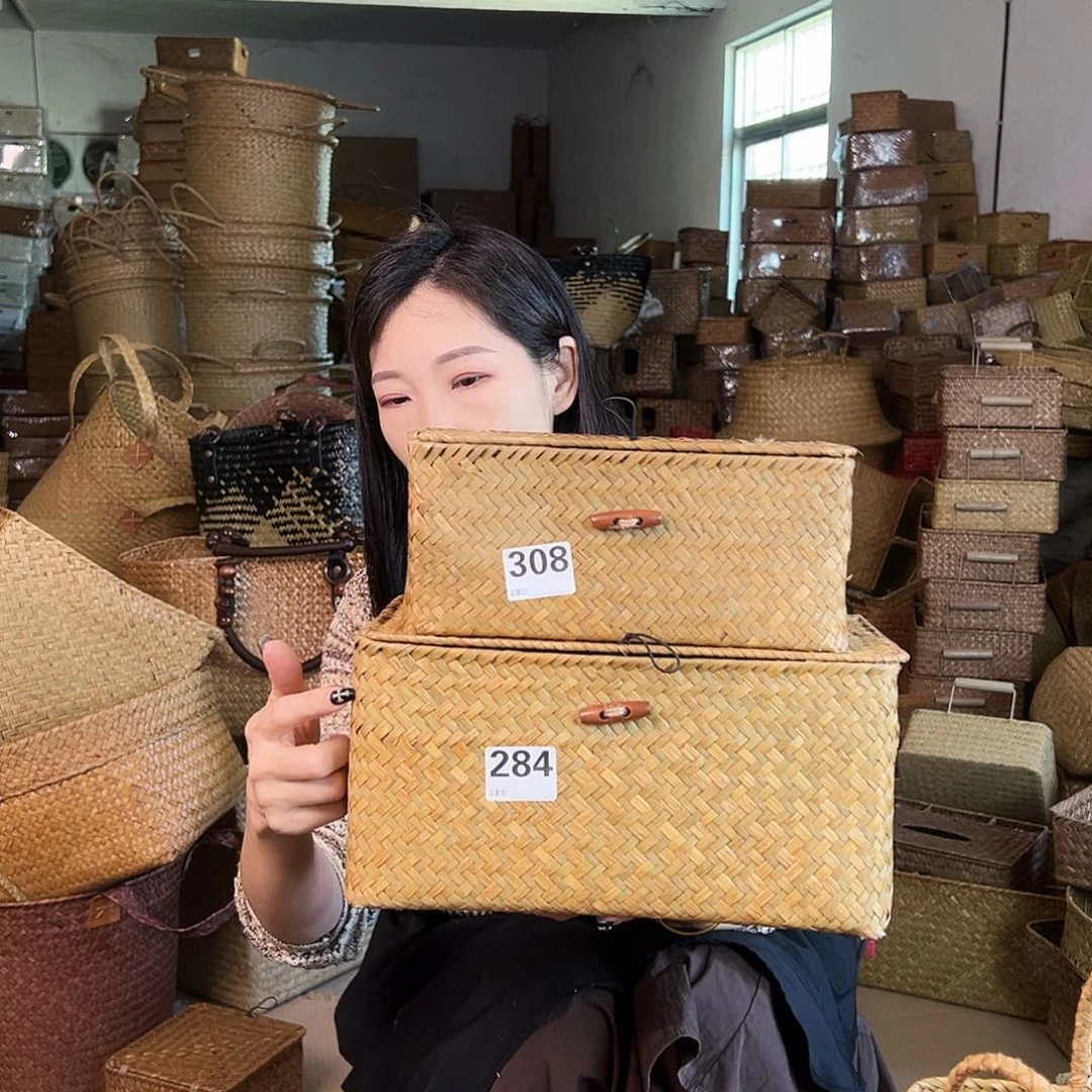 草编草编包/草编收纳盒带瑕疵