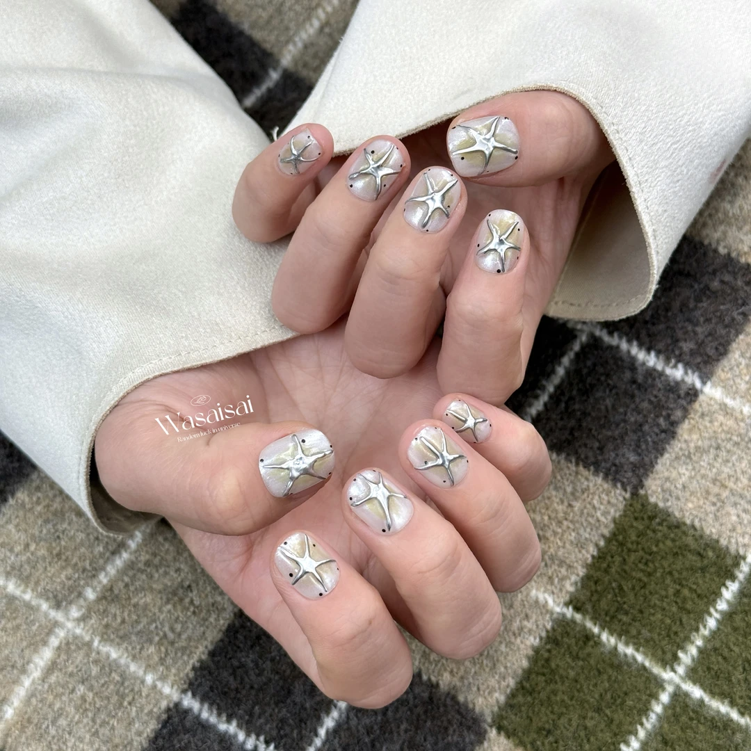 【海星】哇噻噻轻奢多巴胺纯手工美甲高级气质定制穿戴甲显白短款