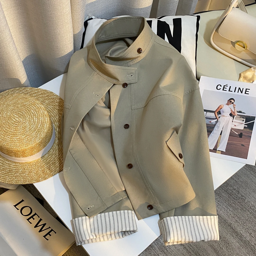 卡其色都市英伦风时尚宽松垂感风衣外套女2025春秋新款巨好看上衣