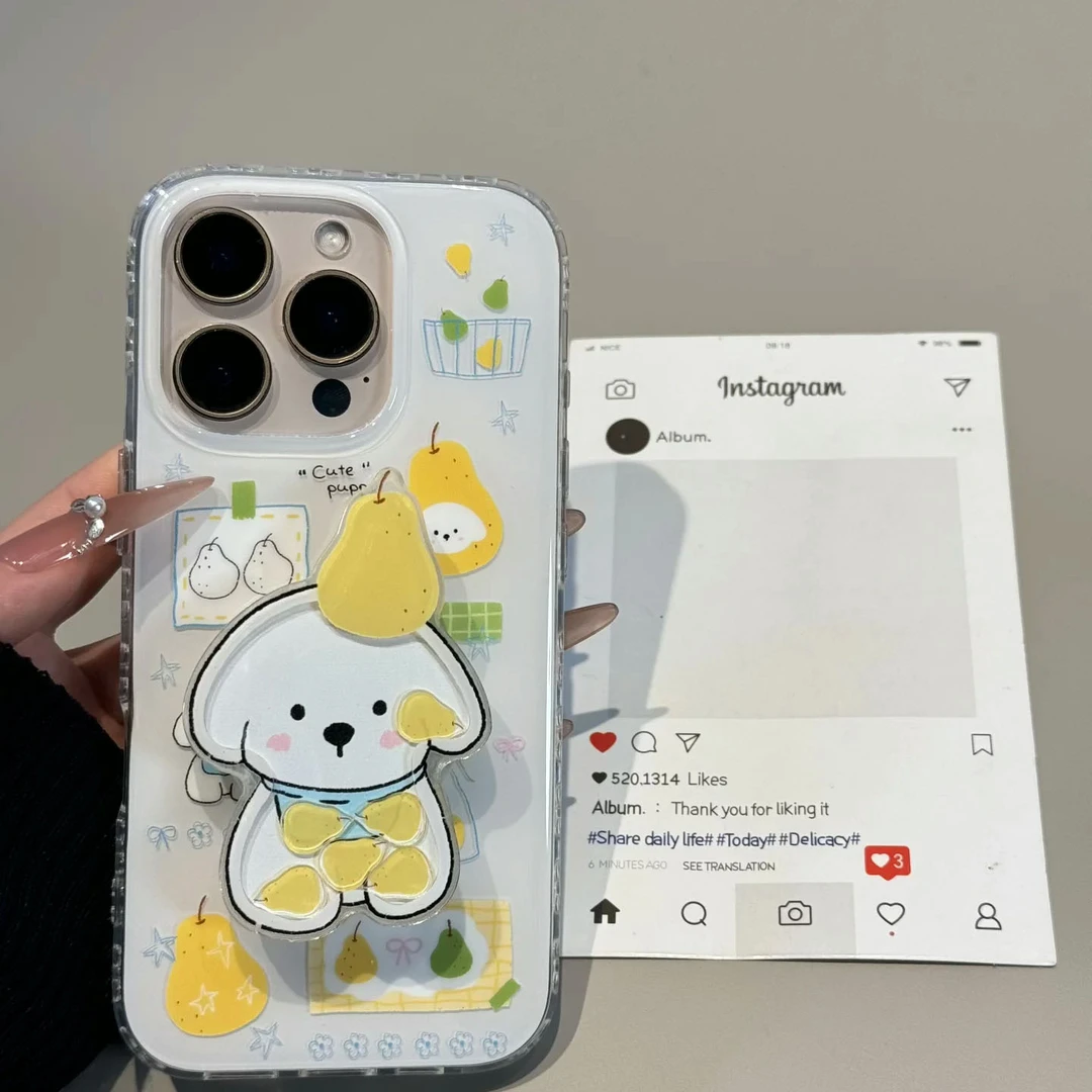 壳望梨子小狗适用苹果华为vivo小米oppo女iphone15/16/14手机