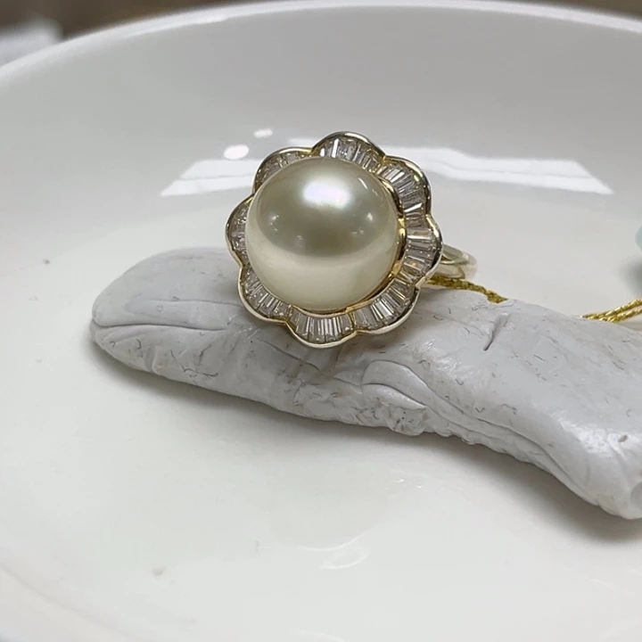 银S925镶嵌戒圈海水珍珠11-12mm133号