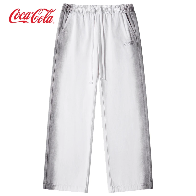 Coca-Cola可口可乐 美式休闲直筒白色休闲 薄款渐变牛仔裤