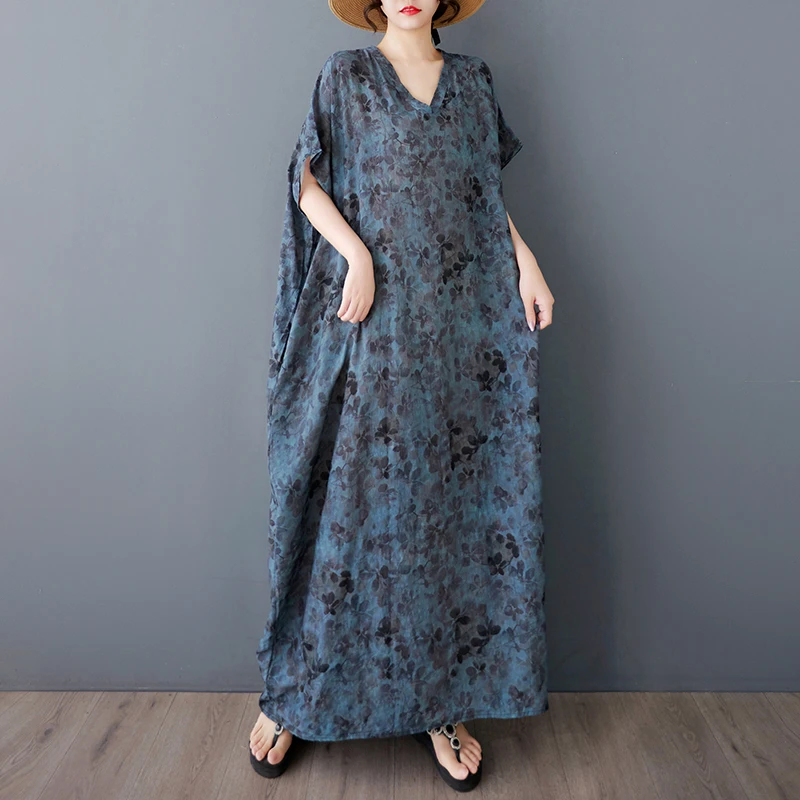 宽松显瘦遮肚胖mm连衣裙夏季大码女装海边沙滩裙旅行复古袍子长裙