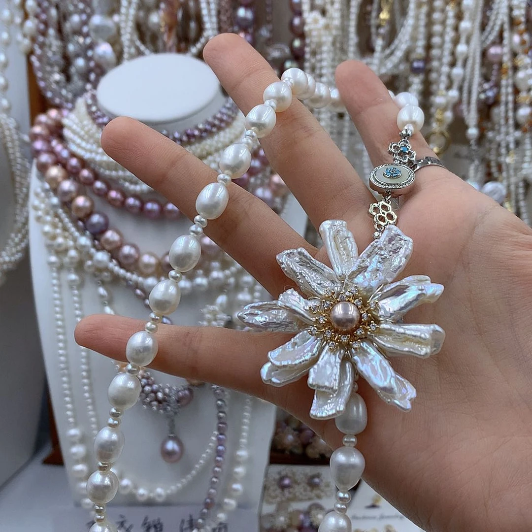 颈饰合金淡水珍珠绵***?