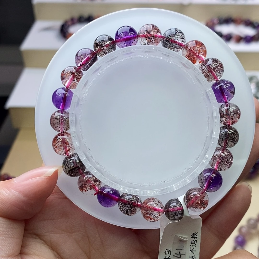 水晶手链未镶嵌黑加仑8+