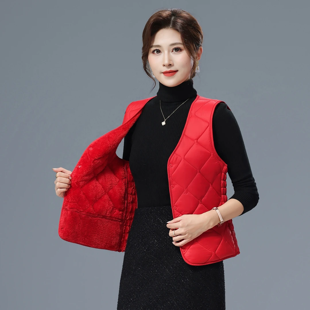 2025款春秋冬女士内搭外穿马甲加绒棉马甲女修身保暖时尚短款背心