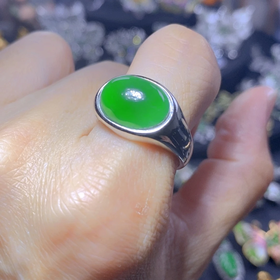 翡翠银S925镶嵌吊坠(不含链)天然