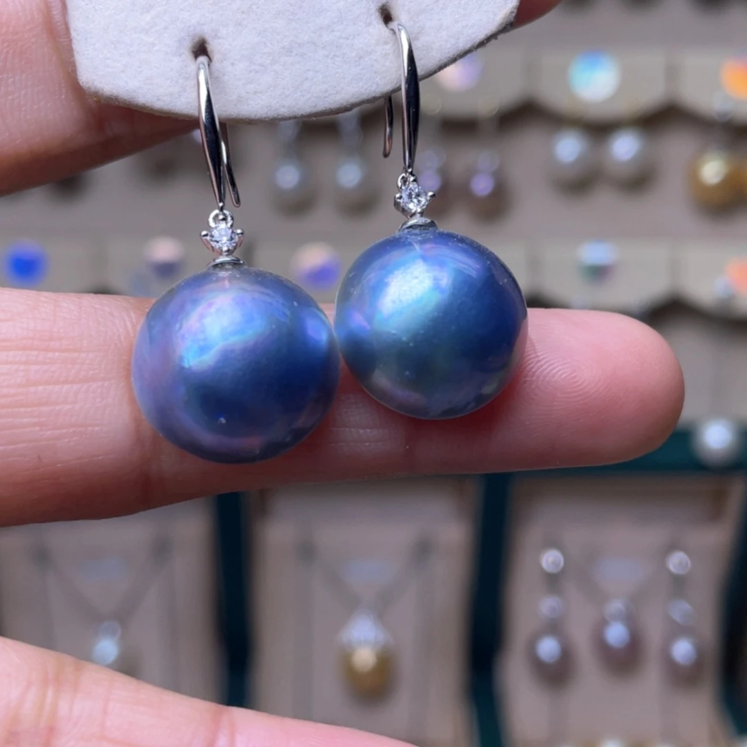 淡水珍珠耳环银S925镶嵌