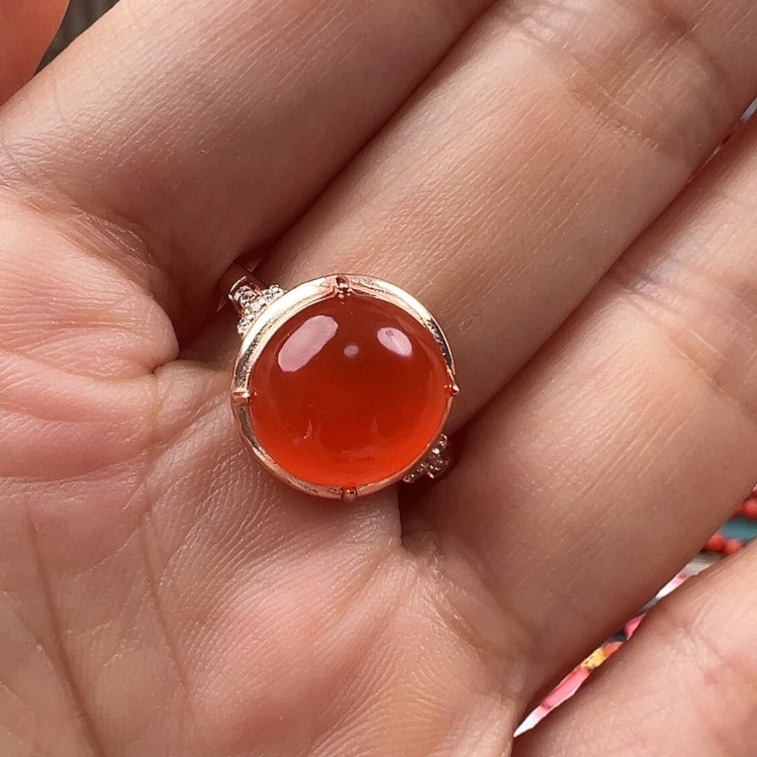 南红玛瑙南红耳钉银S925镶嵌