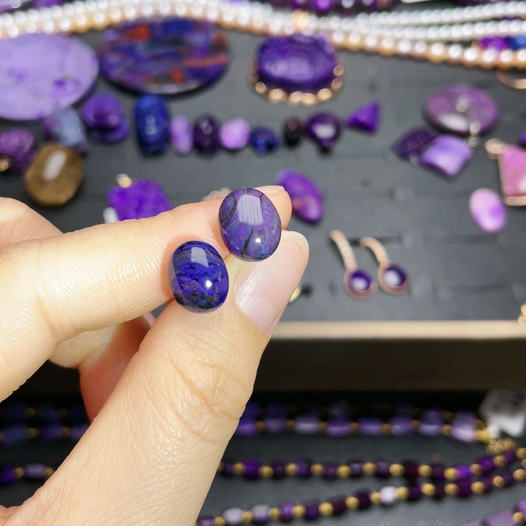 苏纪石（舒俱来）耳钉银S925镶嵌