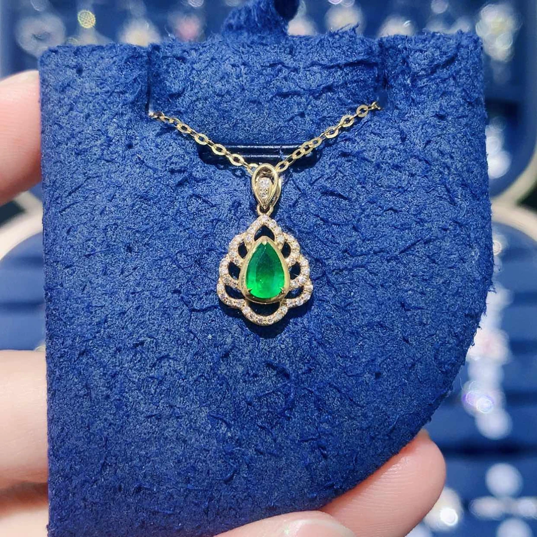 【闪购商品】颈饰18K金镶嵌祖母绿祖母绿树叶项链