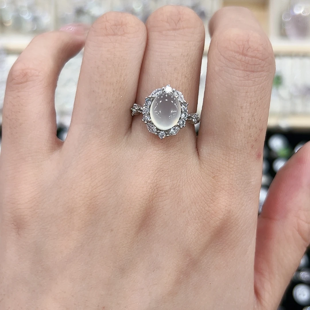 葡****岫玉银S925镶嵌戒指