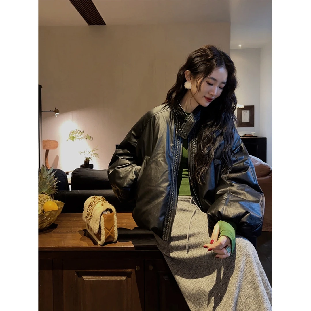 【熊熊专属】三吉黑花【风起】冬季皮羽绒服2024新款90白鸭绒超好看短