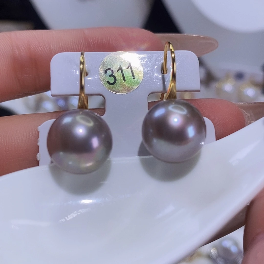 淡水珍珠耳饰银S925镶嵌媛*