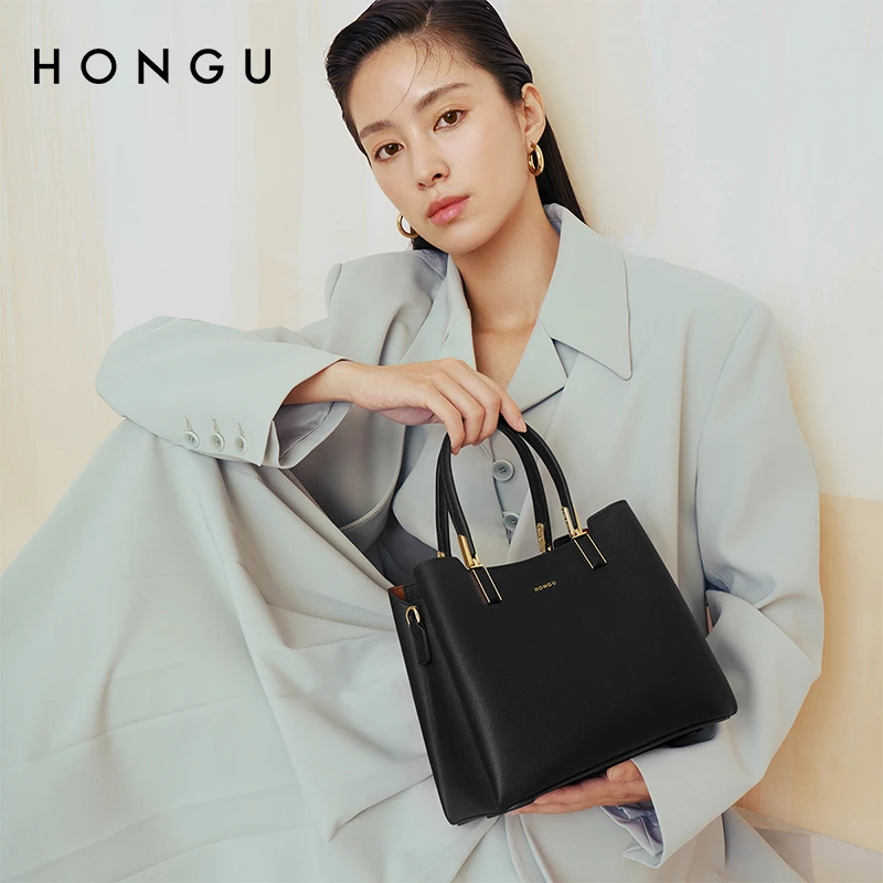 HONGU/红谷新款时尚大气优雅手提包简约气质大包单肩包女