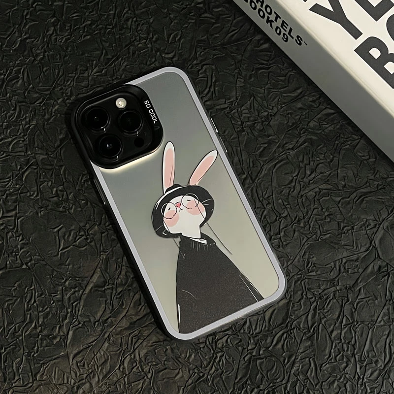 ins呆萌兔兔适用苹果16PROMAX手机壳P70卡通保护套IPHONE14个性15