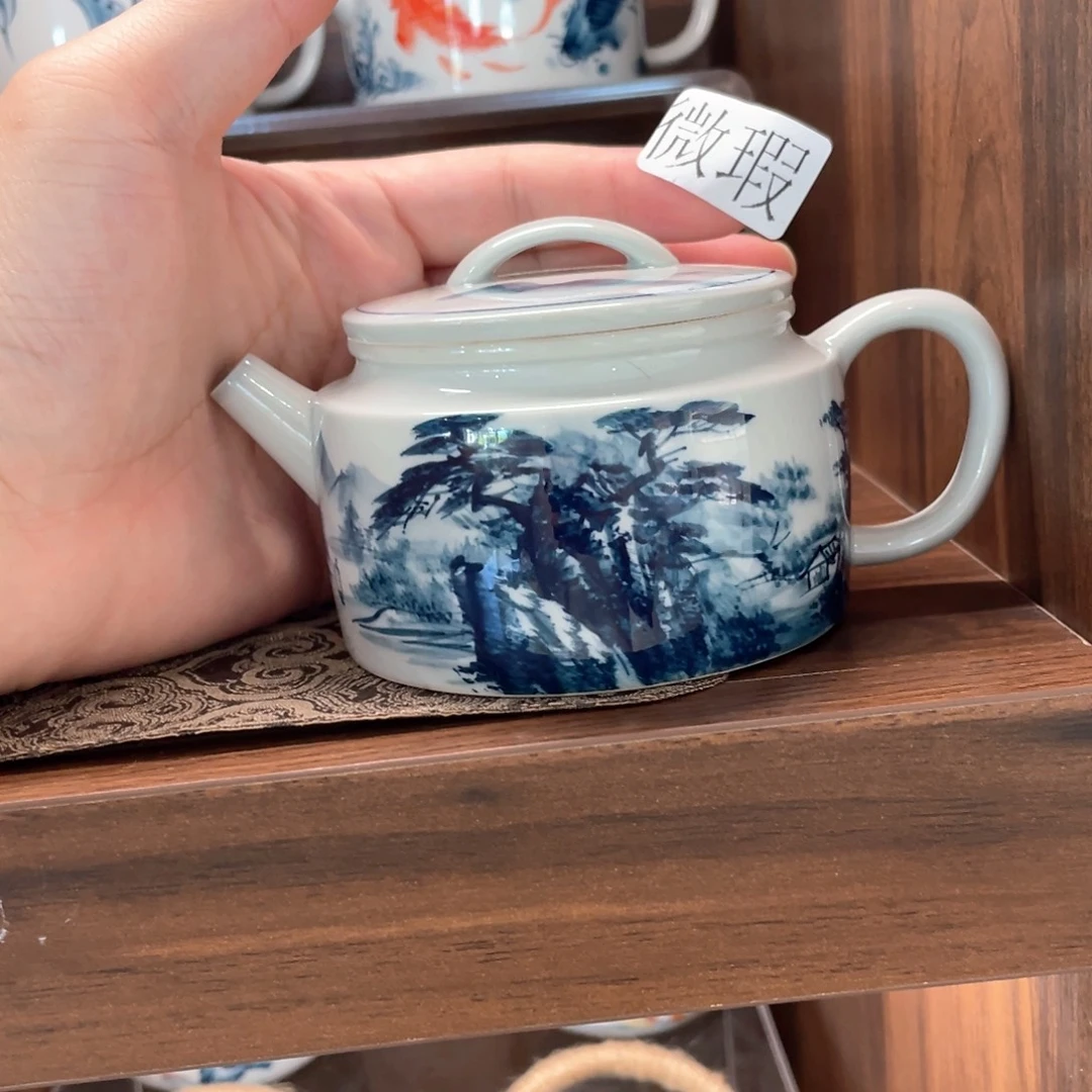 釉下手绘茶具微瑕