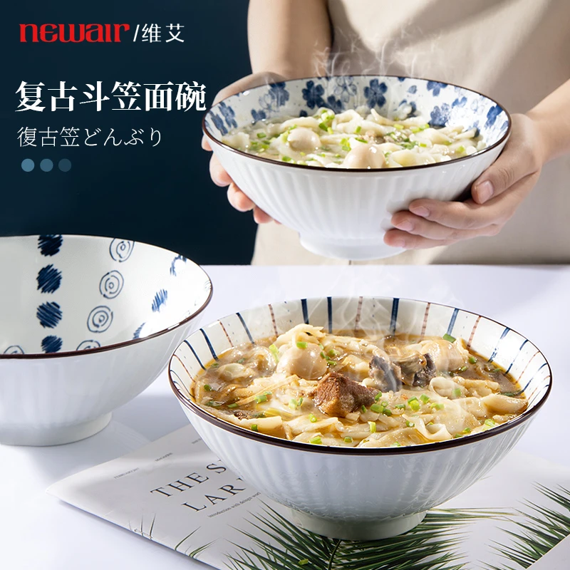 维艾日式家用陶瓷拉面碗汤碗面碗泡面碗大碗沙拉碗螺蛳粉碗斗笠碗