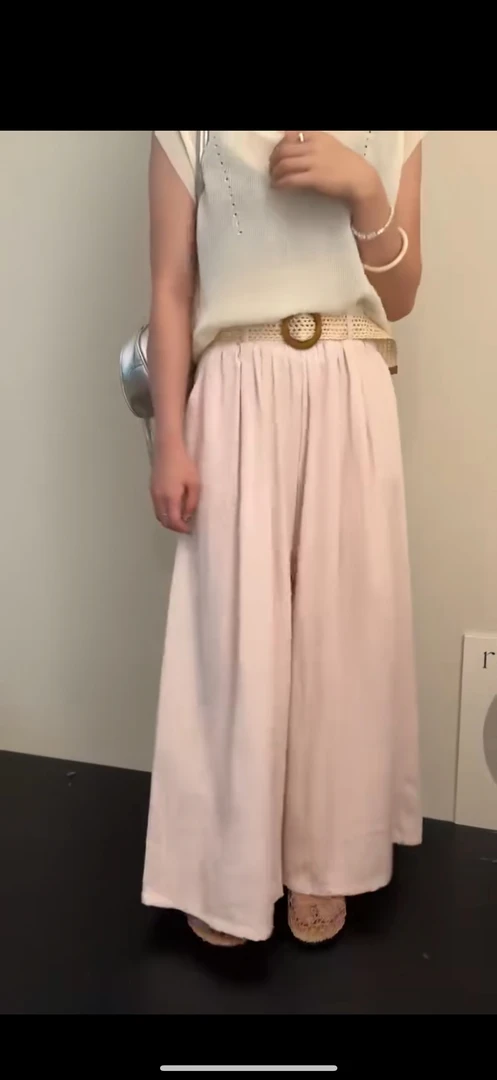 80387夏季麻料阔腿裤配腰带（颜色原创）