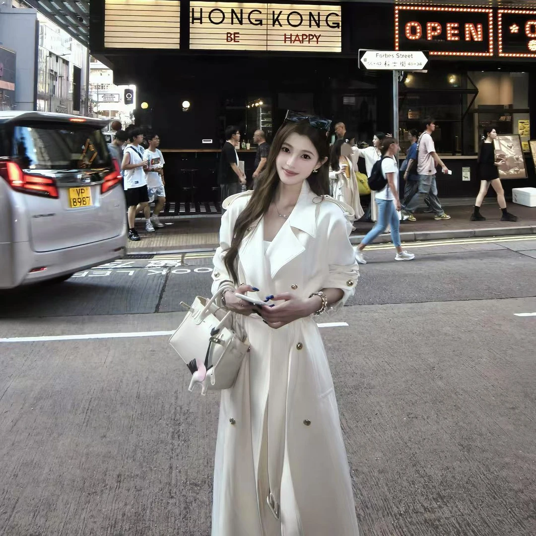 2025春秋季新款垂直感御姐高级感金色扣子风衣外套328-W