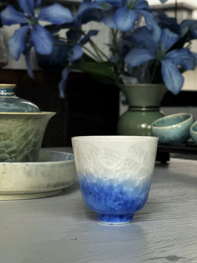 直播链接2 下单备注编号手工茶杯主人杯陶瓷纯手工家用复古蓝色