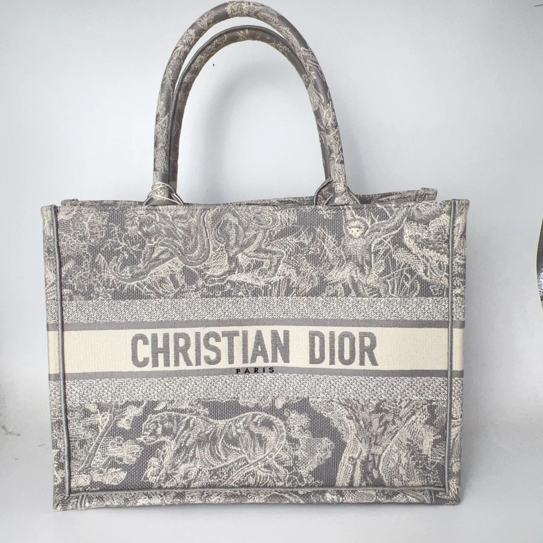 99新 DIOR/迪奥 灰色动物园托特中号直播间展示包