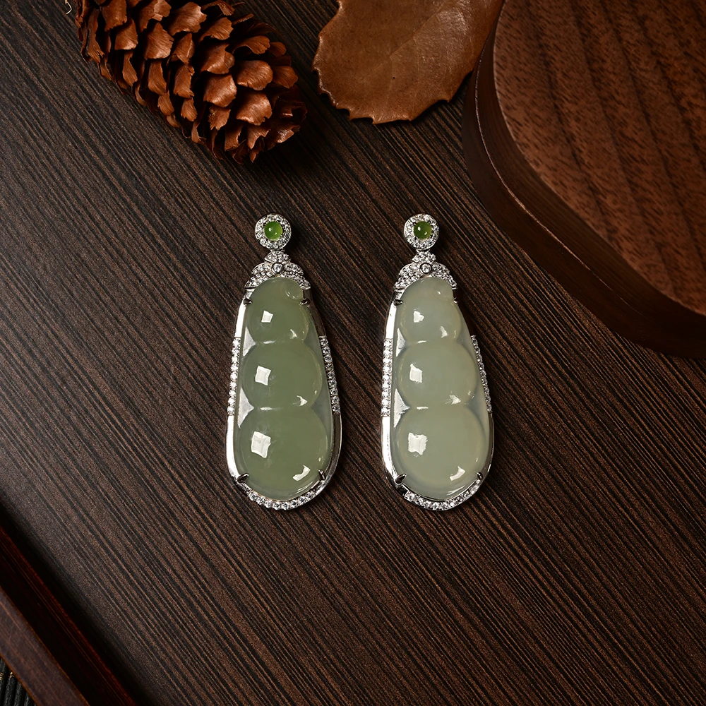 【云上好物】15 DS53344-S925银镶嵌和田玉吊坠多样性发一件35x15mm