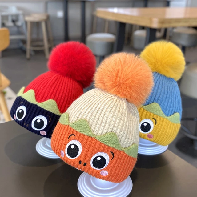 婴儿帽子秋冬儿童保暖毛线帽男童可爱超萌冬季女宝宝套头针织帽冬