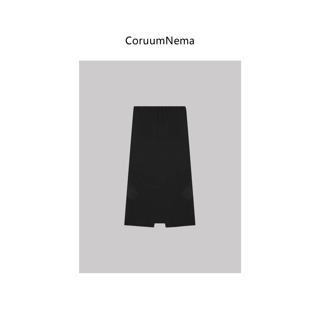 【CoruumNema】2025年新款高弹力中式黑色直筒半身裙180295